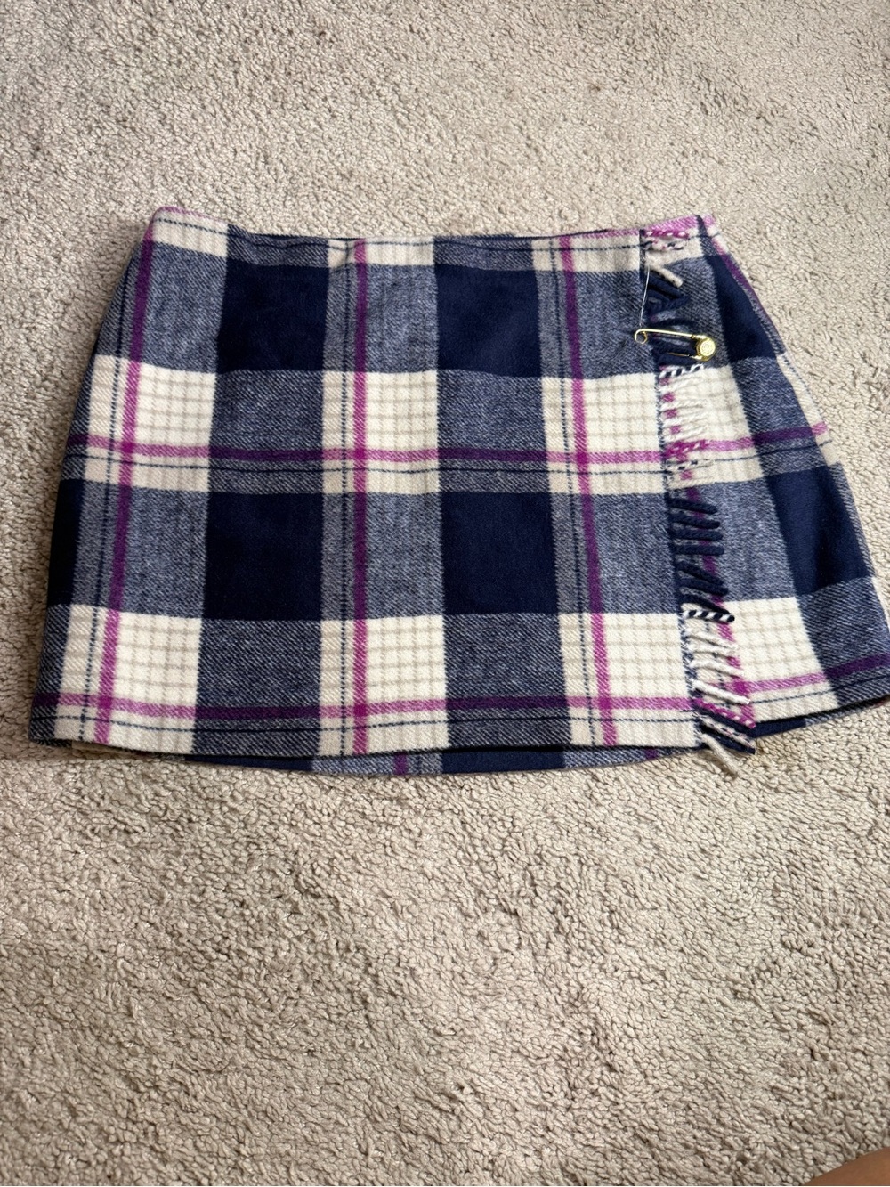 PINK Victoria's Secret Navy, Cream & Purple Plaid Mini Skirt
